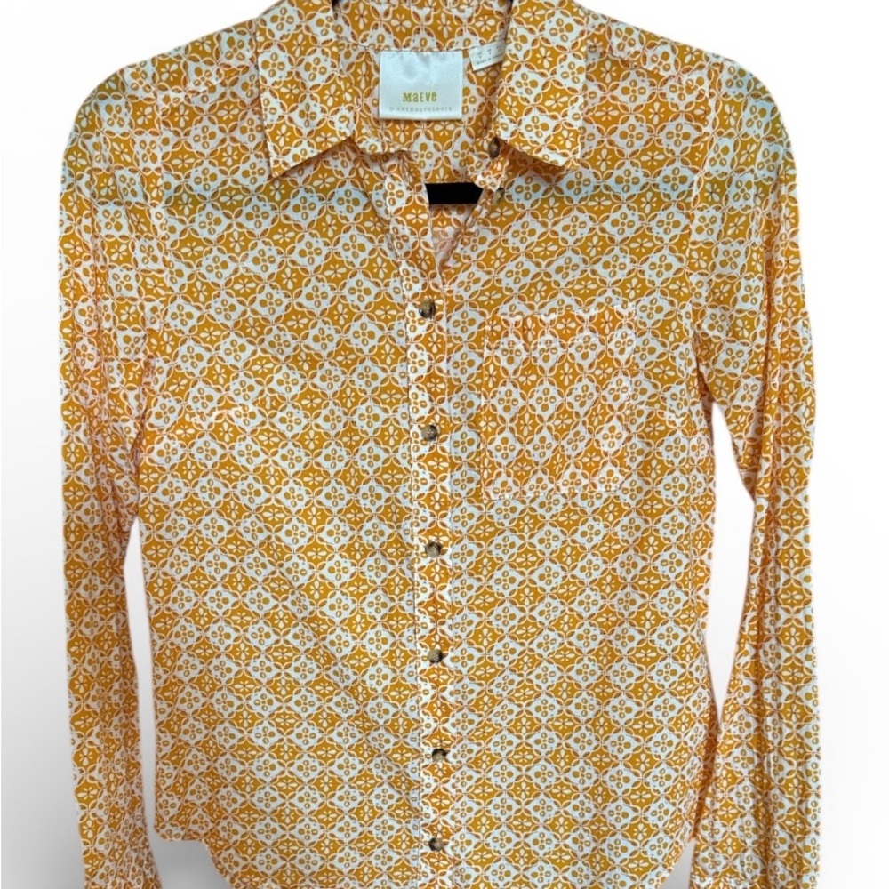Anthropologie Maeve Yellow Petrin Button-down